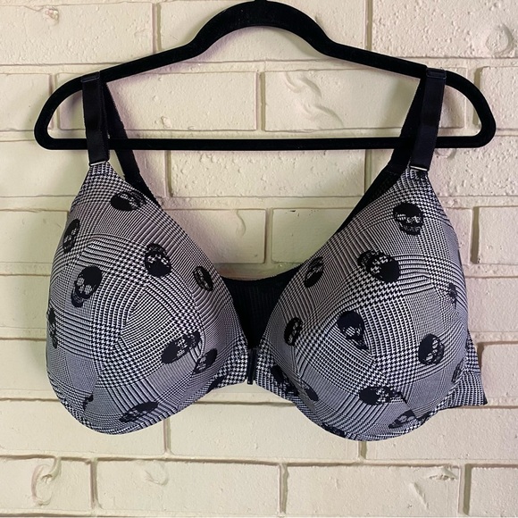 Torrid Curve Skull Print Comfort Bra 50D Women Black Gray T-Shirt Goth Shaping - Picture 1 of 6